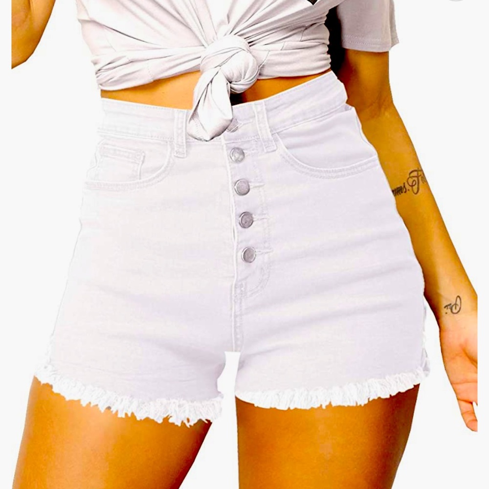 White High Rise High Waisted Women Shorts
